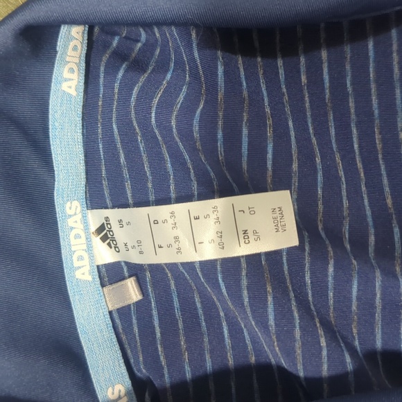 Women's Adidas gold polo | Blue stripe | Size Small - Picture 2 of 2